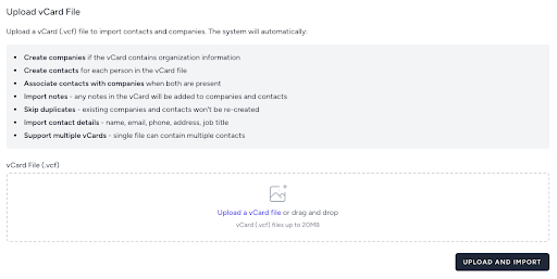 Uploading vCards Into 6DollarCRM